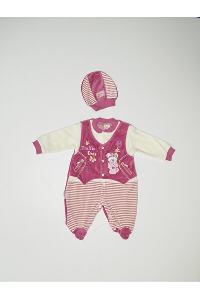 Baby Slon Kids Clup Kışlık kadife yelekl nakışlı şapkalı full çıtçıt kapamalı...