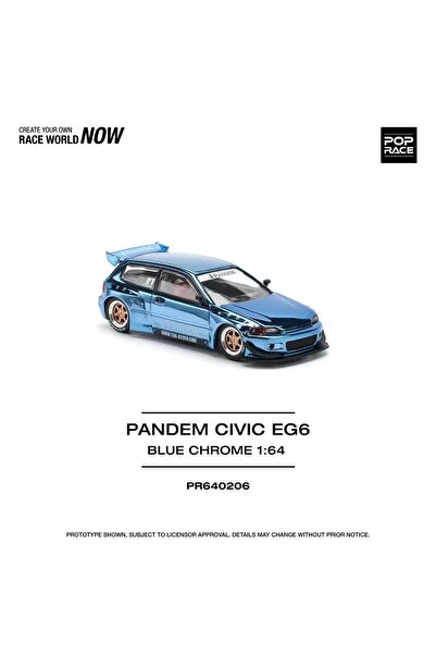 HOT WHEELS Pop Race 1/64 - Pamdem Civic Mavi Krom - PR64-0206