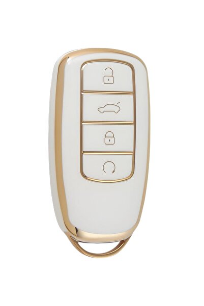 AutoHan Keys غطاء مفتاح تشيري تيجو 8 برو ذهبي أبيض بثلاثة أزرار