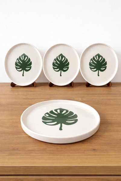 NOKTAPORSELENVESERAMİK Chubby Leaf Breakfast Set Tokyo Series 6 Pieces