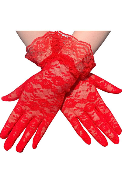 magicool Lace-Up Ankle Length Red Lace Gloves Adult