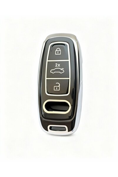 AutoHan Keys غطاء مفتاح أودي A3 2021 E-Tron باللون الأسود والفضي نانو