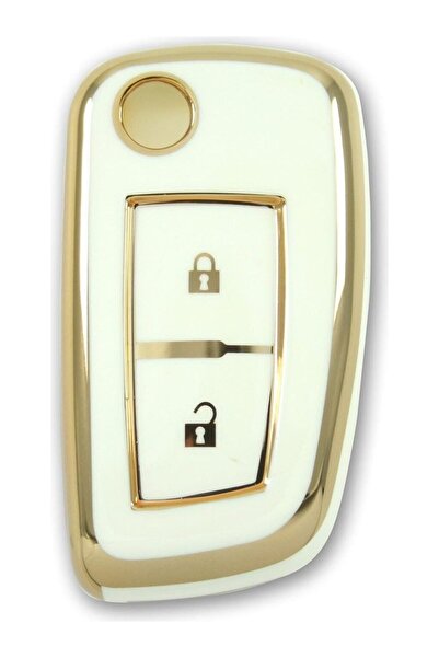 AutoHan Keys غطاء مفتاح نيسان قاشقاي وجوك وميكرا ذهبي أبيض بزرين