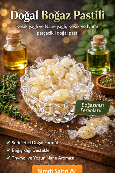 Diyet AVM Doğal Boğaz Pastili – Kekik & Nane Yağlı (75 gr)