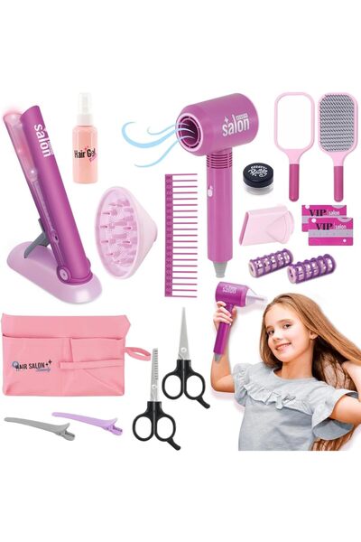 OEM Children's Hairstyle Set with Hair Dryer, Plate, Accessories and Bag