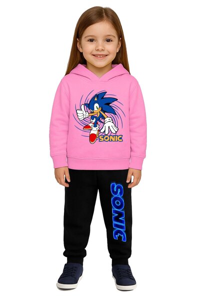 SEDİRLİ Sonic Printed Children's Tracksuit Set 3 Thread Ş Fleece-Lined Cotton...