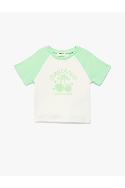 Koton Cotton Short Sleeve Crew Neck Cherry Printed T-Shirt