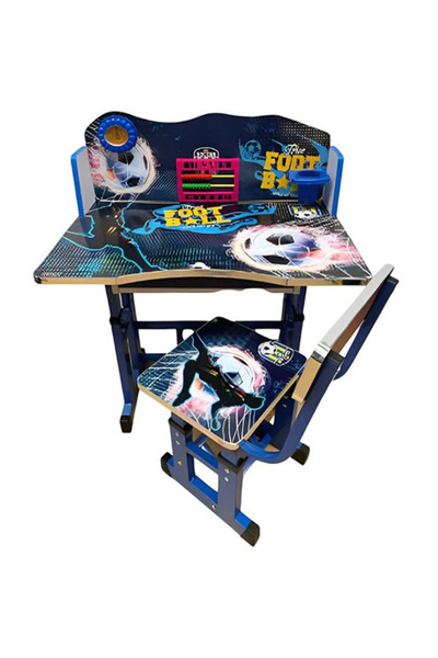 OEM Birou cu Scaunel pentru Copii Reglabil Cadru Metalic Fotbal