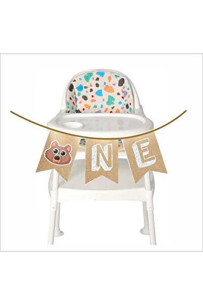 ZENVİVA Kraft One Banner with Teddy Bear, Pennant, Text "Over 1 Year Old"