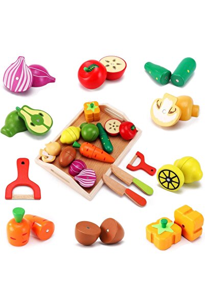 OEM Set Bucatarie Montessori Ladita Fructe si Legume din Lemn