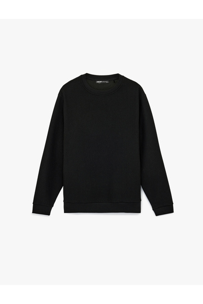 Koton Regular Fit Long Sleeve Textured Quilted Crew Neck Sweatshirt