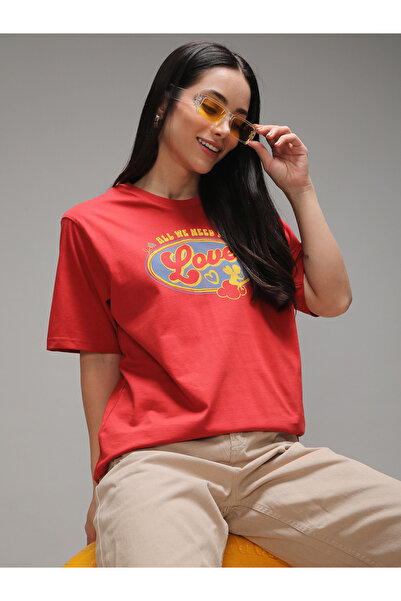 Dillinger By Styli تيشيرت نسائي مطبوع قصة فضفاضة