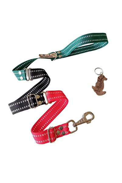 balkonda Dog Walking Leash Collar 2.5cm Width Striped Column Cord Red & Black...