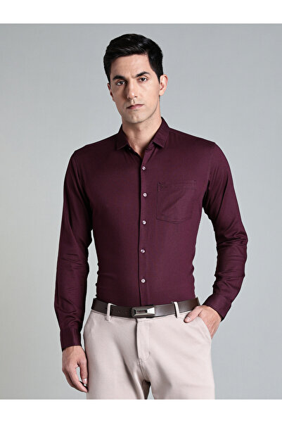 KUONS AVENUE By Styli Men Solid Purple Formal Shirt