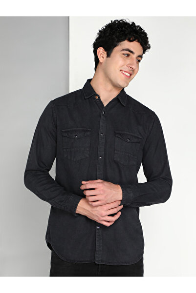 KUONS AVENUE By Styli Men Grey Denim Buttoned Shirt