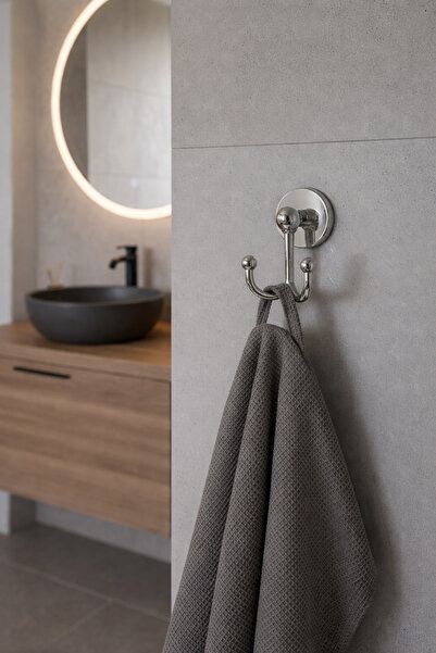 RİYA HOME EV & DEKORASYON Krom Çatal Bornozluk Askısı, Havlu Askısı, Banyo As...
