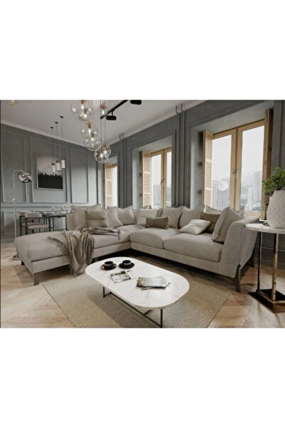 homejoyz | Chic Chesterfield L-Shape Sofa - Beige - 280x240x60x92 cm