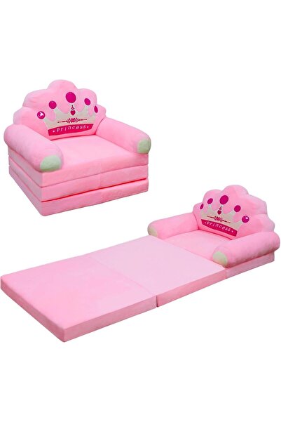 OEM Fotoliu Extensibil de Plus Princess Pentru Copii Roz 120 cm