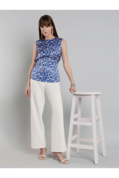 Mish By Styli Women Blue Floral Sleeveless Top