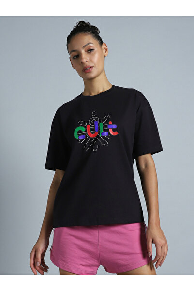 Cult By Styli تيشيرت نسائي أسود اللون من ماركة كارير، قصة مريحة