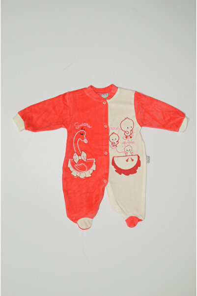 Baby Slon Kids Clup Kışlık kadife kuğu nakışlı full çıtçıt kapamalı patikli b...