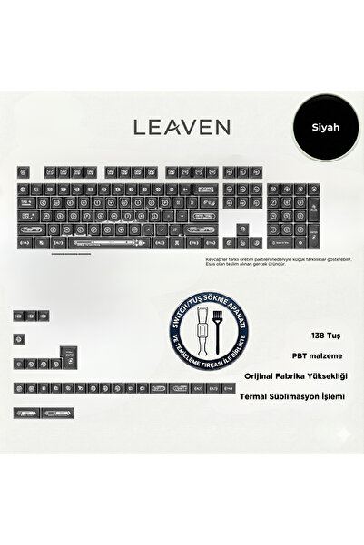 Leaven MEKANİK KLAVYE KEYCAP -136 TUŞLU SİYAH OPAL TUŞ TAKIMI