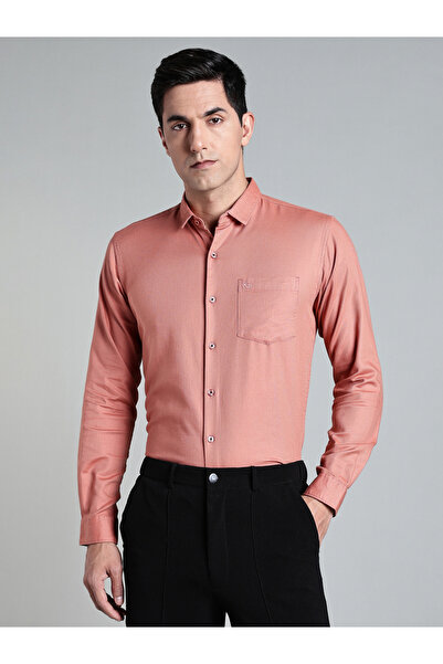 KUONS AVENUE By Styli Men Peach Slim Fit Formal Shirt