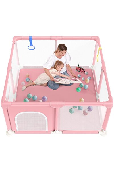 OEM Tarc de Joaca Roz pentru Copii 150x180 cm 50 de Bile si Covoras