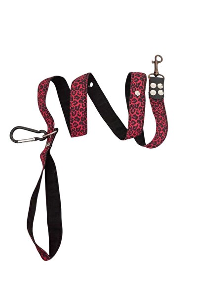 balkonda Dog Walking Leash Collar 2.5 cm Width Patterned Column Cord Red & Black