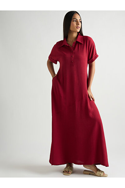 Styli Women Deep Red A-Line Maxi Dress