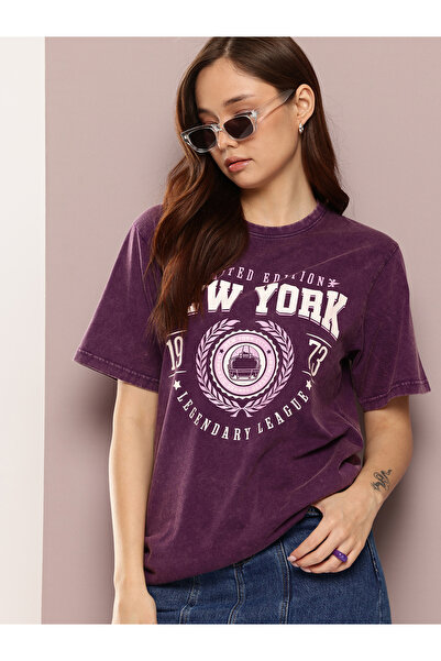 Dillinger By Styli Women Acid Washed Oversized T-Shirt