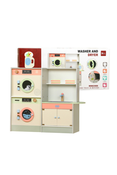 OEM Set de Joaca din Lemn pentru Copii cu Masina de Spalat si Uscator