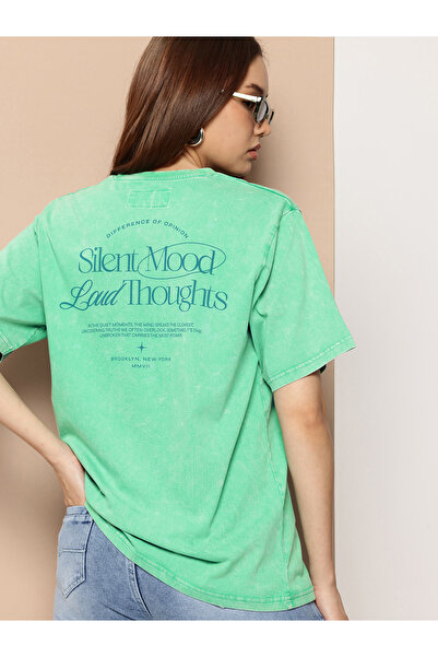 Difference of Opinion By Styli Women Oversized Washed Printed T-Shirt