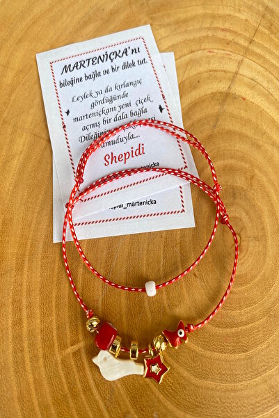 Shepidi 2-Pack White Bird Gold Object Marteniçka Lucky Bracelet