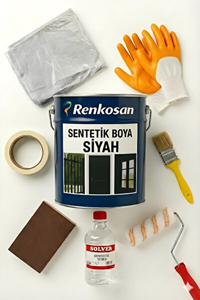 Renkosan Sentetik Yağlı Boya Seti – Siyah | Metal, Demir, Ahşap Yüzeyler İçin