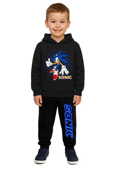 SEDİRLİ Sonic Printed Children's Tracksuit Set 3 Thread Ş Fleece-Lined Cotton...