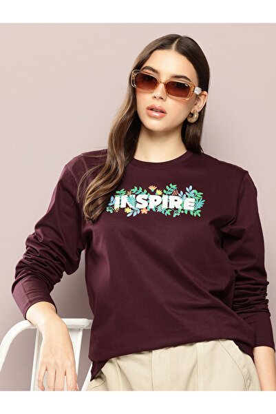 Dillinger By Styli تيشيرت نسائي مطبوع بأكمام طويلة قصة فضفاضة