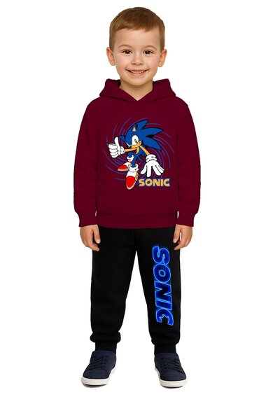 SEDİRLİ Sonic Printed Children's Tracksuit Set 3 Thread Ş Fleece-Lined Cotton...