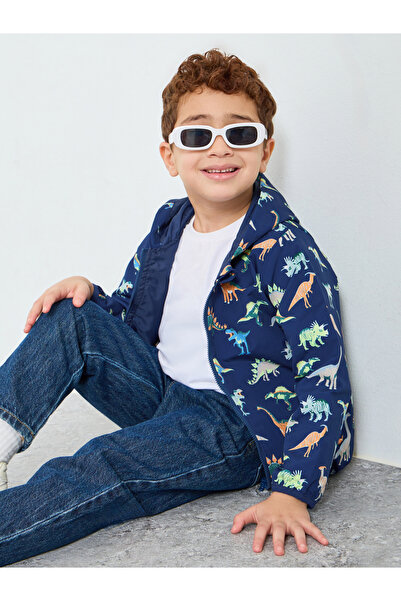 Styli Boys Dinosaur Print Zip Up Jacket