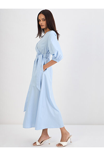 Styli Women Powder Blue Wrap Maxi Dress