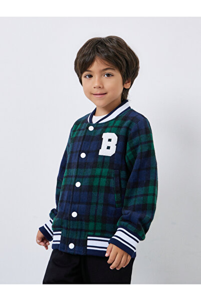 Styli Boys Plaid Varsity Jacket