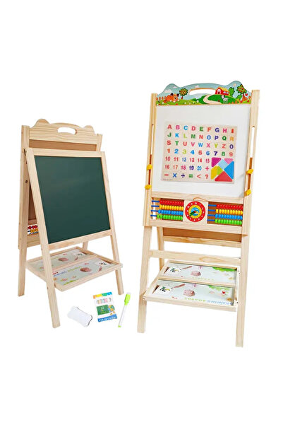 OEM Tabla Dubla Educativa din Lemn Abac Cifre Litere si Accesorii