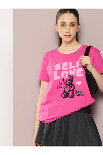 Dillinger By Styli تيشيرت نسائي بقصة مربعة وطبعة دب