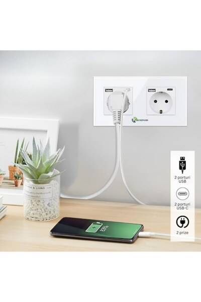 Konzmann Double Socket with USB X2 and USB-C X2