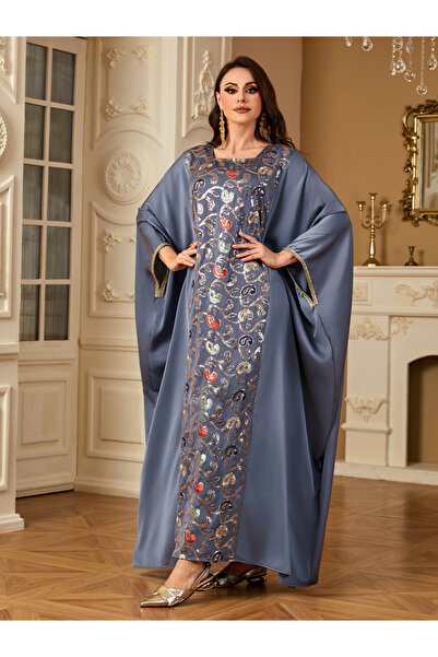 Take Two By Styli Women Satin Sequin Embroidery Jalabiya