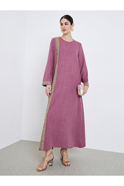 Styli Women Pink Lace Panel A-Line Jalabiya