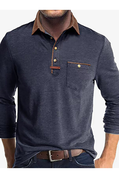 Take Two By Styli Men Half-Button Placket Long Sleeve Polo