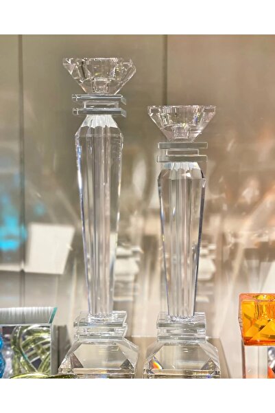 HaRe Home Şeffaf Kristal Şamdan Mumluk