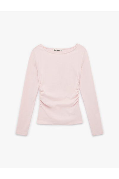 Koton Pamuklu Slim Fit Uzun Kollu Yuvarlak Kayık Yaka Tişört