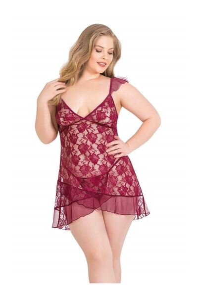 byasafkids Plus Size Burgundy Short Tulle Nightgown